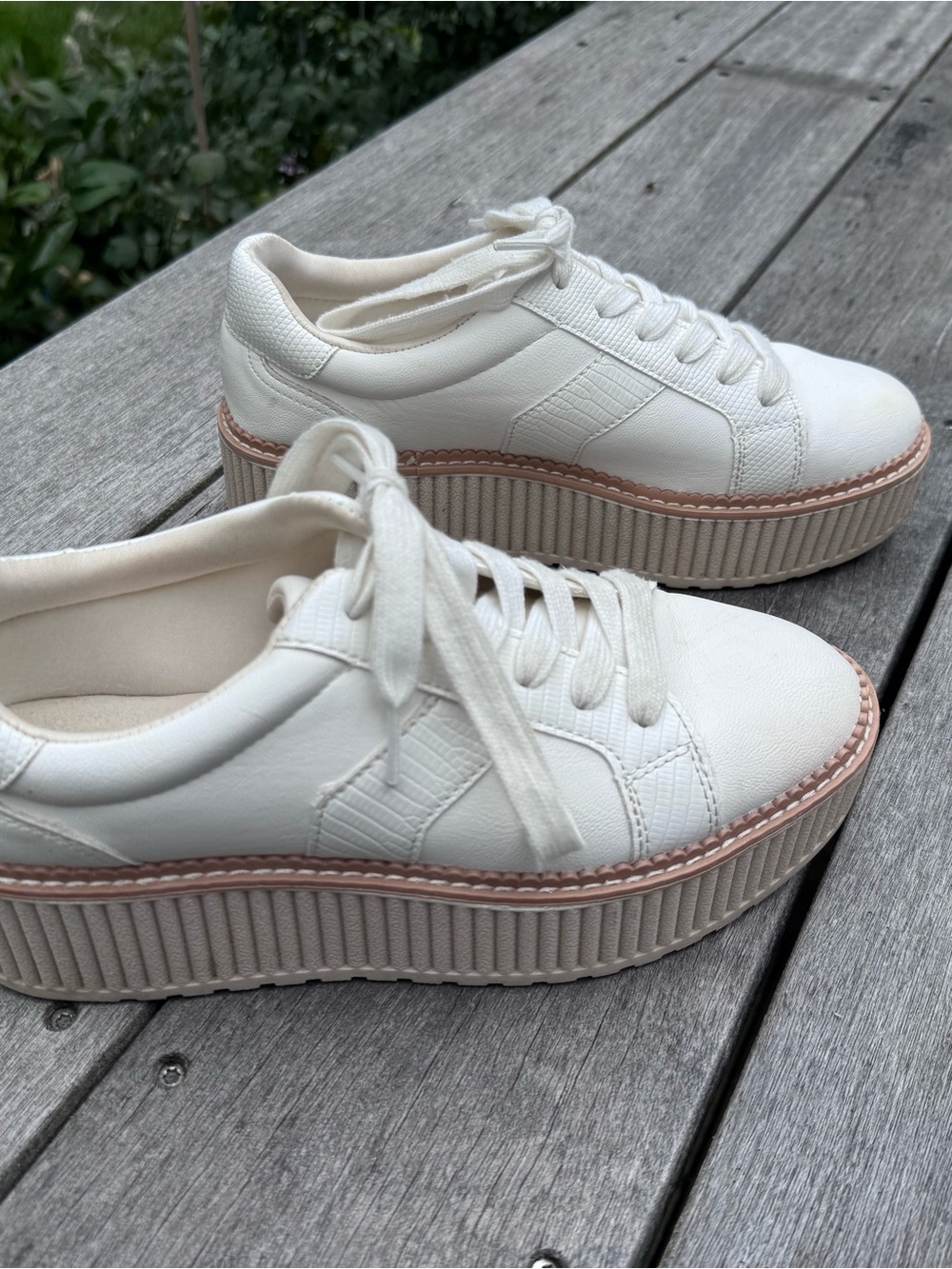 Dolce Vita White Platform Sneakers with Tan Trim size 7.5